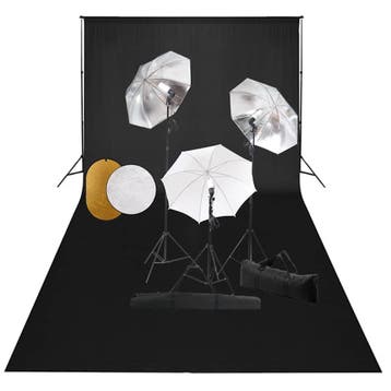 vidaXL Fotostudioset met lampen, paraplus, achtergrond en, Verzenden, Nieuw