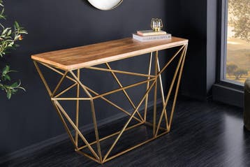 Abstracte wandtafel DIAMOND 120 cm naturel messing mango, Ophalen of Verzenden, Nieuw