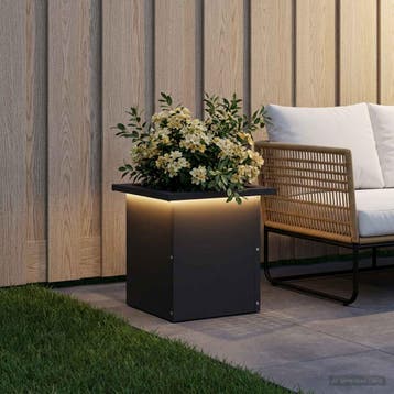 vidaXL Plantenbak met led Zwart 30 x 30 x 30 cm Staal, Verzenden, Minder dan 60 cm, Nieuw, Metaal