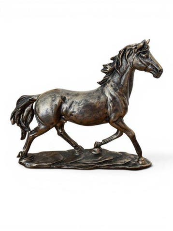 sculptuur, Elegant Horse Sculpture – Bronze Style Resin