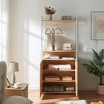 Kledingkast Larem 180x84x40 cm wit en eikenkleurig [en.casa], Huis en Inrichting, Kasten | Kledingkasten, Verzenden, Nieuw