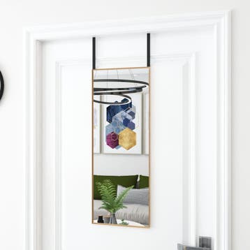 vidaXL Deurspiegel 30x80 cm glas en aluminium goudkleurig, Huis en Inrichting, Woonaccessoires | Spiegels, Verzenden, Nieuw