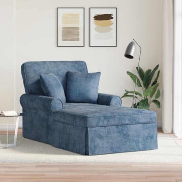 vidaXL Chaise Lounge met Rok met kussen Blauw 157 x 91 x 91, Verzenden, Nieuw