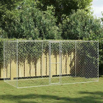 vidaXL Hondenbench Zilver 400 x 200 x 200 cm Gegalvaniseerd, Verzenden, Nieuw