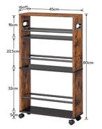 Smalle Keukentrolley met 4 Niveaus – Opbergrek op Wielen, Verzenden, Nieuw