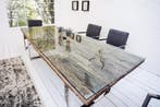 Massieve eettafel BARRACUDA 200cm antiek teakhout met stalen, Huis en Inrichting, Tafels | Eettafels, Ophalen of Verzenden, Nieuw