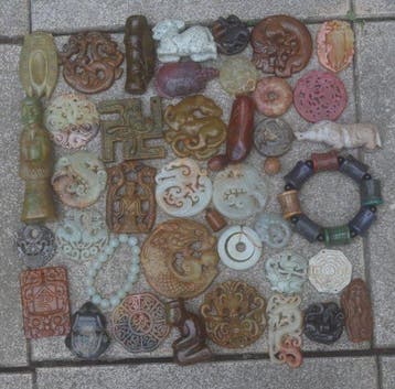 Traditionele Chinese steenhouwkunst - Amulet - Armband,, Antiek en Kunst