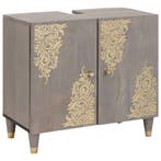 vidaXL Wastafelkast Grijs 62 x 33 x 58 cm Massief Mango Hout, Huis en Inrichting, Tafels | Kaptafels, Verzenden, Nieuw
