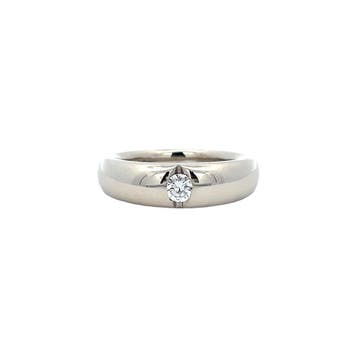 Witgouden ring met diamant 14 karaat, Verzenden, Zo goed als nieuw, Goud
