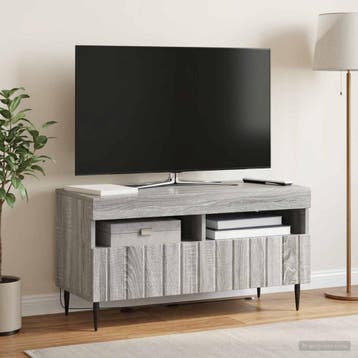 vidaXL LED tv-meubel ZWOLLE 81 x 35 x 43 cm Grijs Sonoma, Minder dan 50 cm, Verzenden, Nieuw, Minder dan 100 cm