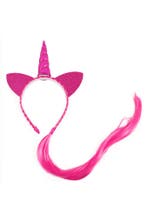 Eenhoorn Haarband Haar Roze Unicorn Diadeem Oortjes Pink Hoo, Ophalen of Verzenden, Nieuw, Carnaval, Accessoires