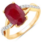 Ring - 14 karaat Geel goud - 3.65ct. tw. Robijn - Diamant -, Nieuw