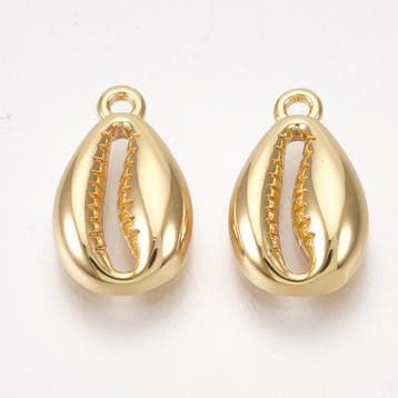 Kauri Schelp bedel real gold plated, 12,5 x 7,5x3mm, gat 1mm, Ophalen of Verzenden, Nieuw, Kraal
