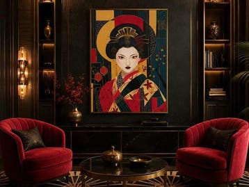 Adri Q 120 x 90 cm - Geisha con Flor de Cerezo