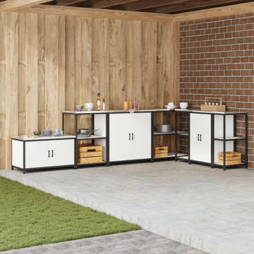 vidaXL Keukenopslag Kast HATTEM Wit 90 x 50 x 92 cm Staal, Verzenden, Nieuw, Wit
