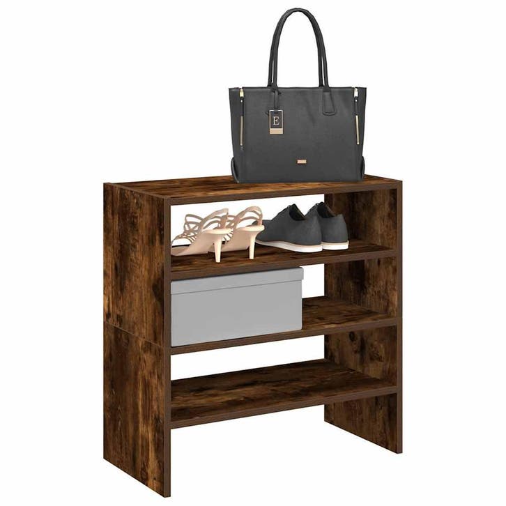 vidaXL Schoenenrekken 2 st stapelbaar 60x30x30,5 cm gerookt, Huis en Inrichting, Kasten | Schoenenrekken, Nieuw, Verzenden