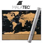 Malatec Luxe Wereldkaart Kraskaart - Goud/Zwart 82x59 cm..., Ophalen of Verzenden, Nieuw