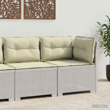 vidaXL Eénpersoons Tuinbank met Kussens Rattan Look PP Wit, Verzenden, Nieuw