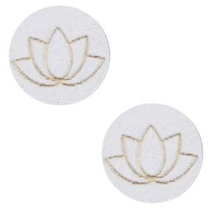 2x Houten cabochon lotus 12mm Grey (Cabochons en camée), Ophalen of Verzenden, Nieuw, Overige typen