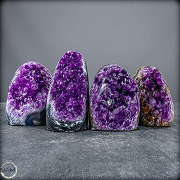 Exquisiet Amethyst-Drusen-Set – Drie natuurlijke