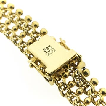 Gouden galeriedraad schakelcollier (Ketting), Ophalen of Verzenden, Gebruikt, Goud, Goud
