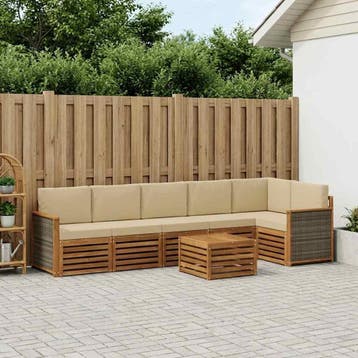 vidaXL Hoekbank Set 6 pcs Naturel Massief Acaciahout en, Verzenden, Nieuw