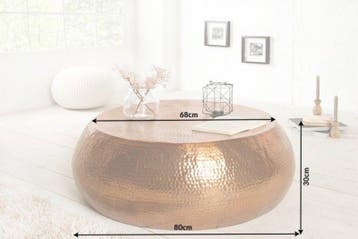 Ronde salontafel ORIENT 80cm koper metaal aluminium gehamerd, Huis en Inrichting, Tafels | Salontafels, Ophalen of Verzenden, Nieuw