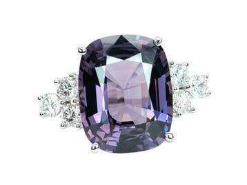 Ring - 14 karaat Witgoud, Purple (Burma, No Heat) - 10.85ct., Nieuw