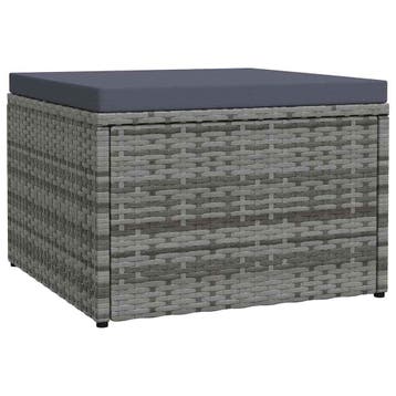 vidaXL Tuinvoetenbank met kussen poly rattan grijs, Huis en Inrichting, Verzenden, Nieuw