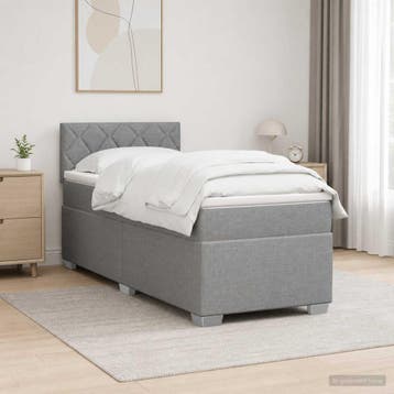 vidaXL Boxspringbed met matras Lichtgrijs 90 x 200 cm Stof, Verzenden, Nieuw, Stof