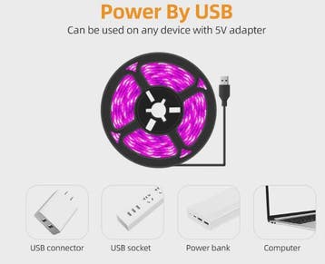 Full Spectrum LED Groeilamp USB - 0.5m, 1m, 2m - Plantenlamp, Verzenden, Nieuw