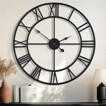 Wandklok 80cm Modern Zwart - Retourdeal 57% Korting, Huis en Inrichting, Woonaccessoires | Klokken, Ophalen of Verzenden, Zo goed als nieuw