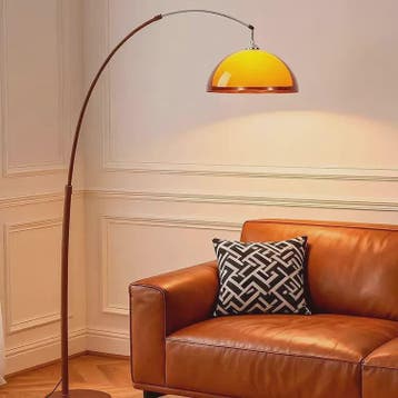 Vintage Boog Plafondlamp Oranje Acryl Kap - Verstelbare Lees, Verzenden, Nieuw