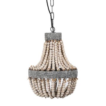 Perle kralen lamp Medium Binnenverlichting Alle hanglampen, Verzenden, Nieuw, Hout, Minder dan 50 cm