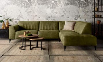 Hoekbank Aspen - hoekbanken - Groen, Nieuw, 150 cm of meer, Leer, 250 tot 300 cm