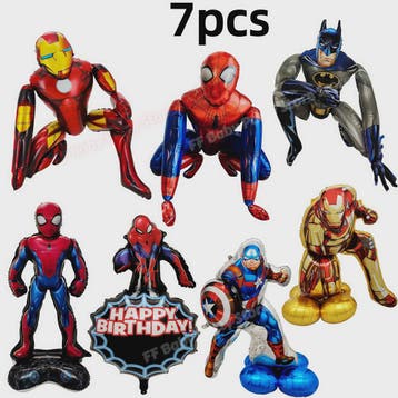 Superheld Folieballonnen Set: Spiderman, Batman, Iron Man &