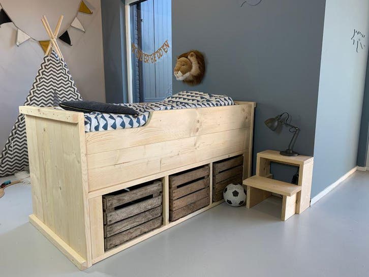 Rockwood® Kajuitbed Mees Naturel incl trapje naturel, Kinderen en Baby's, Kinderkamer | Bedden, Nieuw, Ophalen of Verzenden