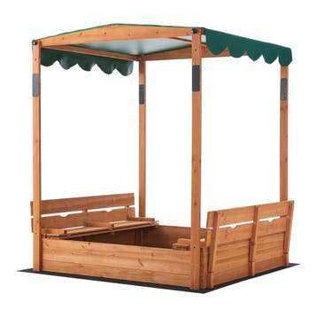 Zandbak Pitsunda met banken en luifel 145x118x118 cm [en.cas, Verzenden, Nieuw