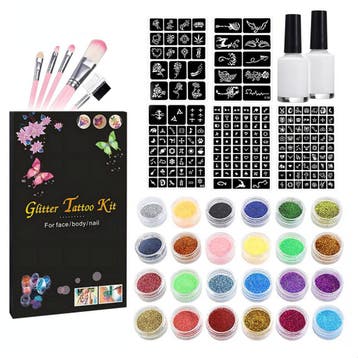 XXL Glitter Tattoo Set – 120 Sjablonen – 24 Kleuren G..., Verzenden, Nieuw