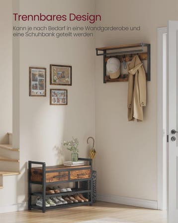 VASAGLE Kapstok met Schoenbank en Separabel Ontwerp - Stijlv, Verzenden, Nieuw