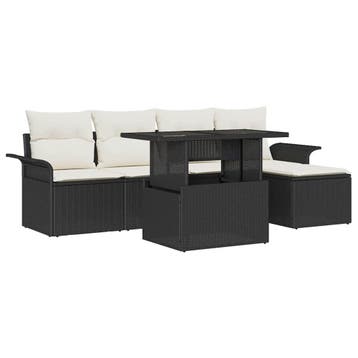 vidaXL Tuin Sofa Set 6 st Zwart [Synthetisch]: Poly Rattan, Verzenden, Nieuw, Rotan, 6 zitplaatsen