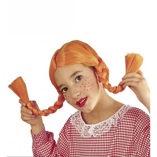 Kinderpruik oranje vlechten - Kinderpruiken, Hobby en Vrije tijd, Feestartikelen, Ophalen of Verzenden