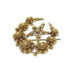 Vintage gouden broche met Zeeuwse knopen, Ophalen of Verzenden, Gebruikt, Overige kleuren, Goud
