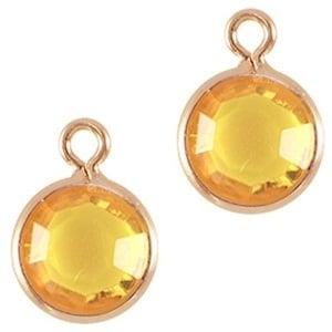 1 x DQ facethanger gekleurd Rose gold-yellow 10 x 7 mm (o..., Hobby en Vrije tijd, Ophalen of Verzenden, Nieuw, Bedel