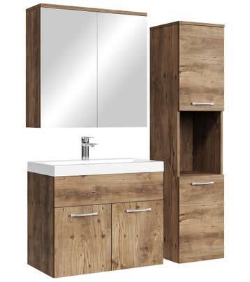 Badkamermeubel Set Montreal 60 cm Bruin Eiken Badmeubel, Huis en Inrichting, Badkamer | Badkamermeubels, Verzenden, Nieuw, Wastafelkast