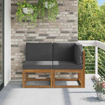 vidaXL Outdoor Midden- en Hoeksalon 2 Stuk Natuurlijk en, Verzenden, Nieuw, 2 zitplaatsen