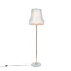 Retro vloerlamp messing met Granny kap crème 45 cm - Kaso, Verzenden, Nieuw, Retro
