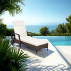 Wicker ligbed met wielen - bruin mix, Verzenden, Nieuw