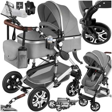 Combi-kinderwagen Mats, opvouwbaar, 5-puntsgordel - grijs, Verzenden, Nieuw
