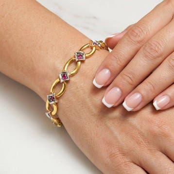 Zonder minimumprijs - Armband Zilver - 1.17ct. tw. Robijn -, Nieuw